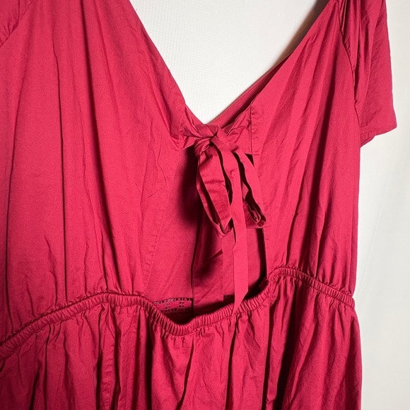 Torrid Midi Poplin Sheer Waist Dress Size 6X Boho Red Cherries Jubilee Party - Picture 7 of 7